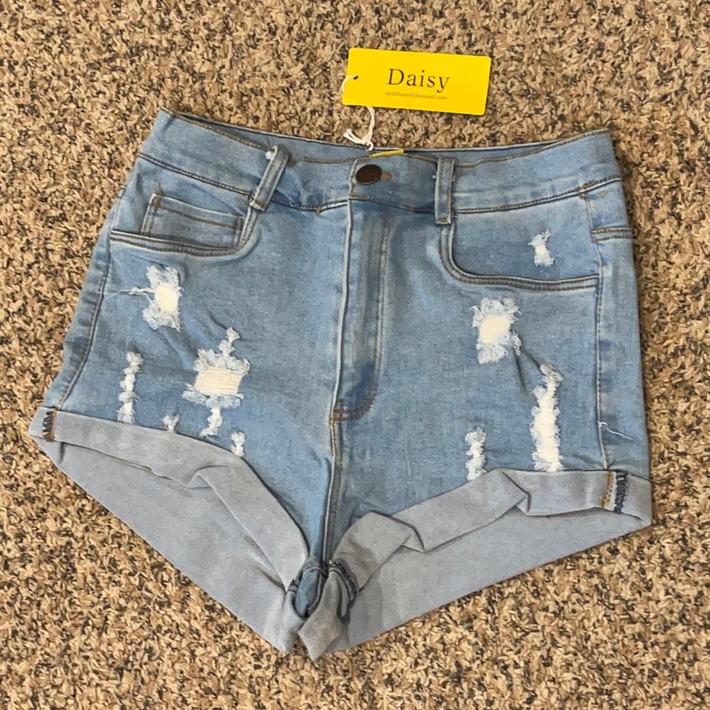 Daisy Destructed Jean Shorts